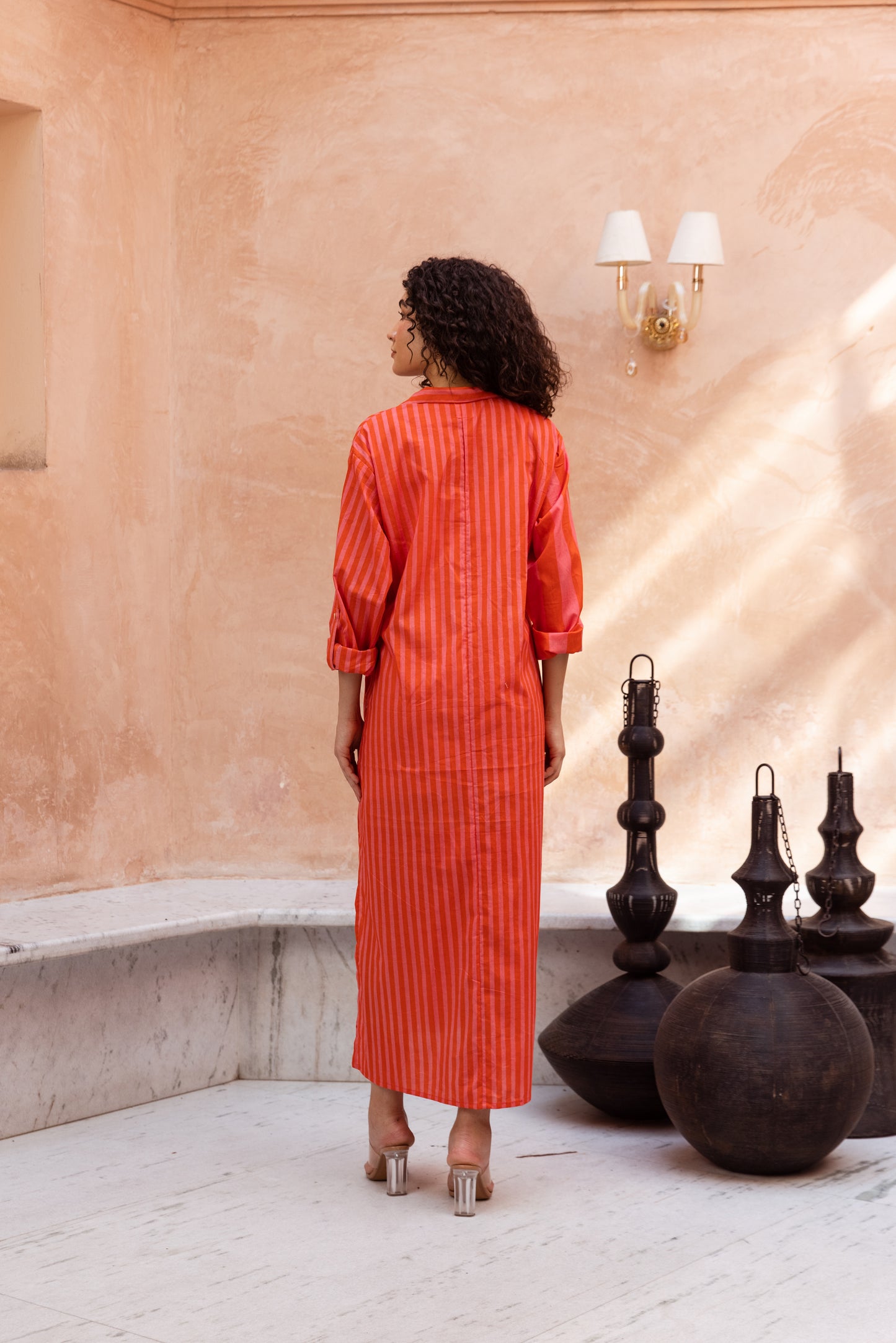 Pink stripe Shirt Dress