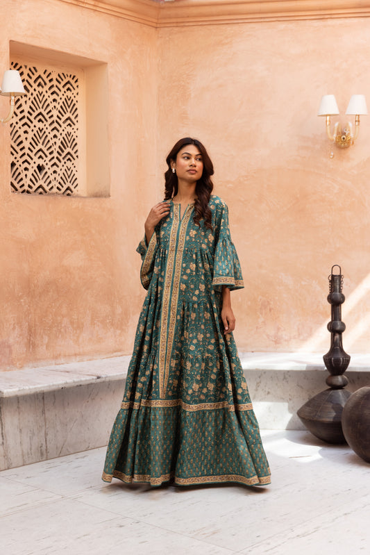 Emerald Tier Ruffle Dress