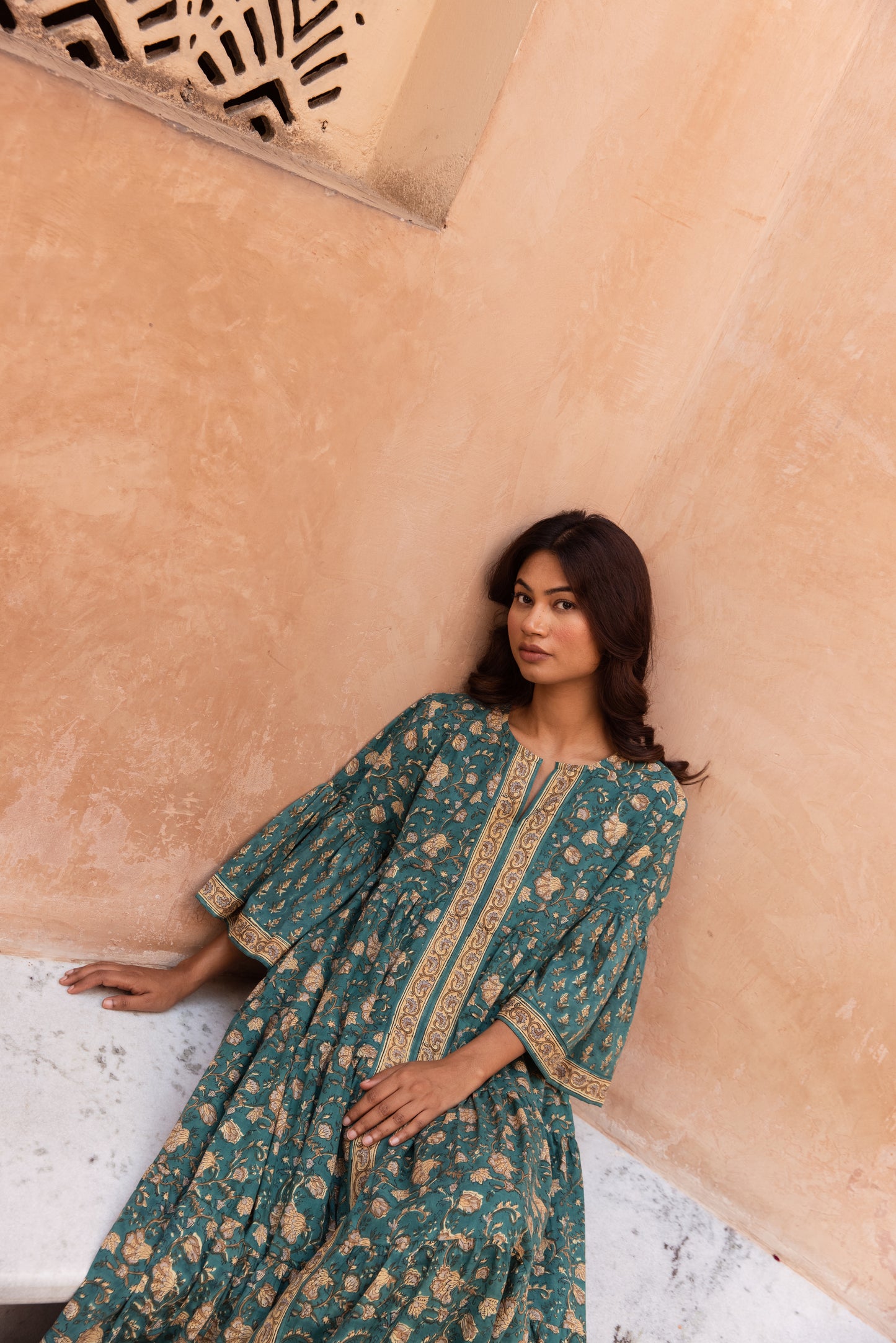 Emerald Tier Ruffle Dress