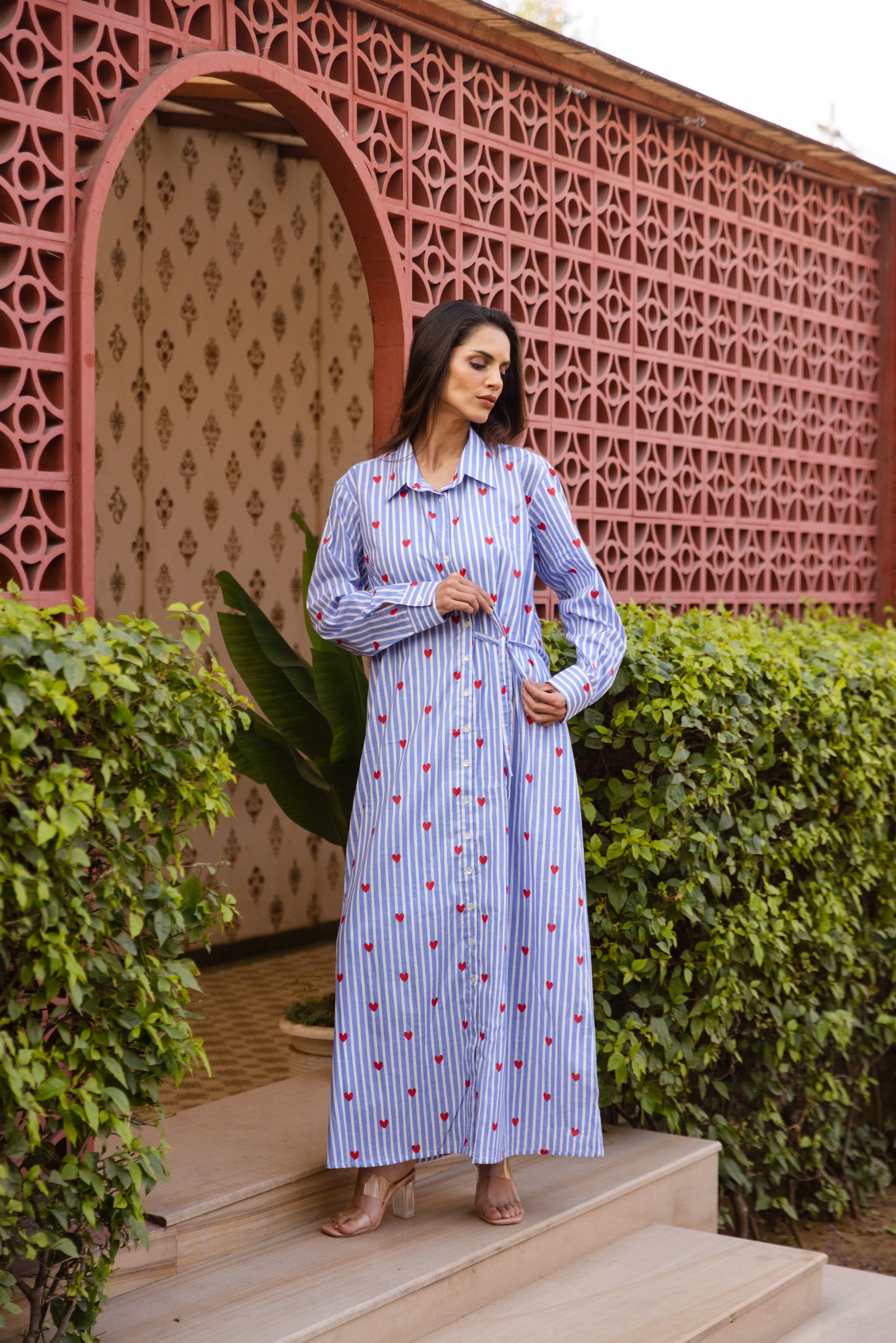 Blue Heart Shirt Dress