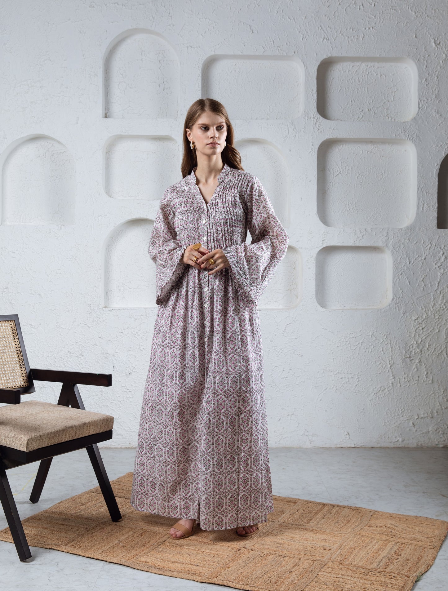 Samar Lurex Pintuck Dress