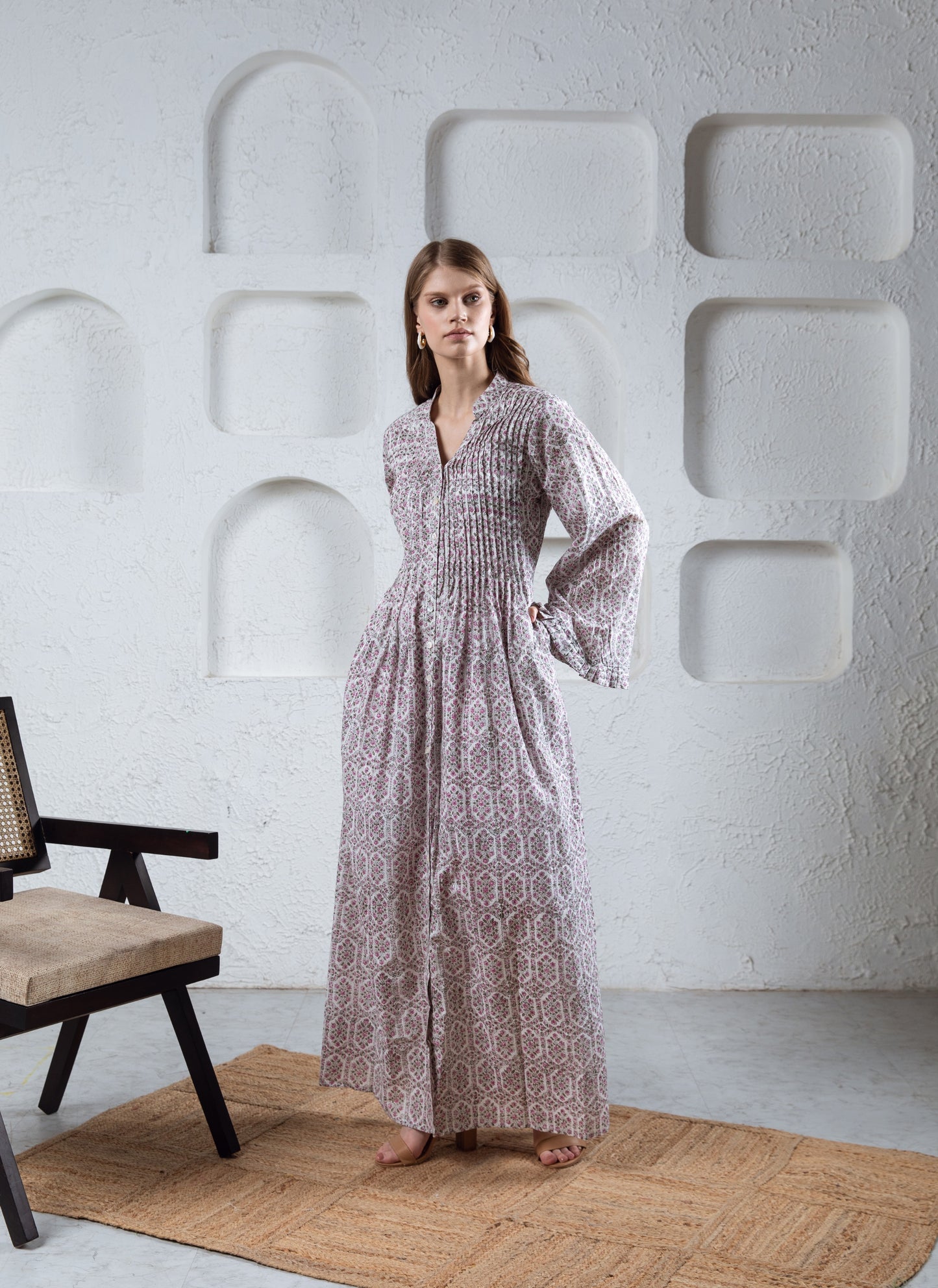 Samar Lurex Pintuck Dress