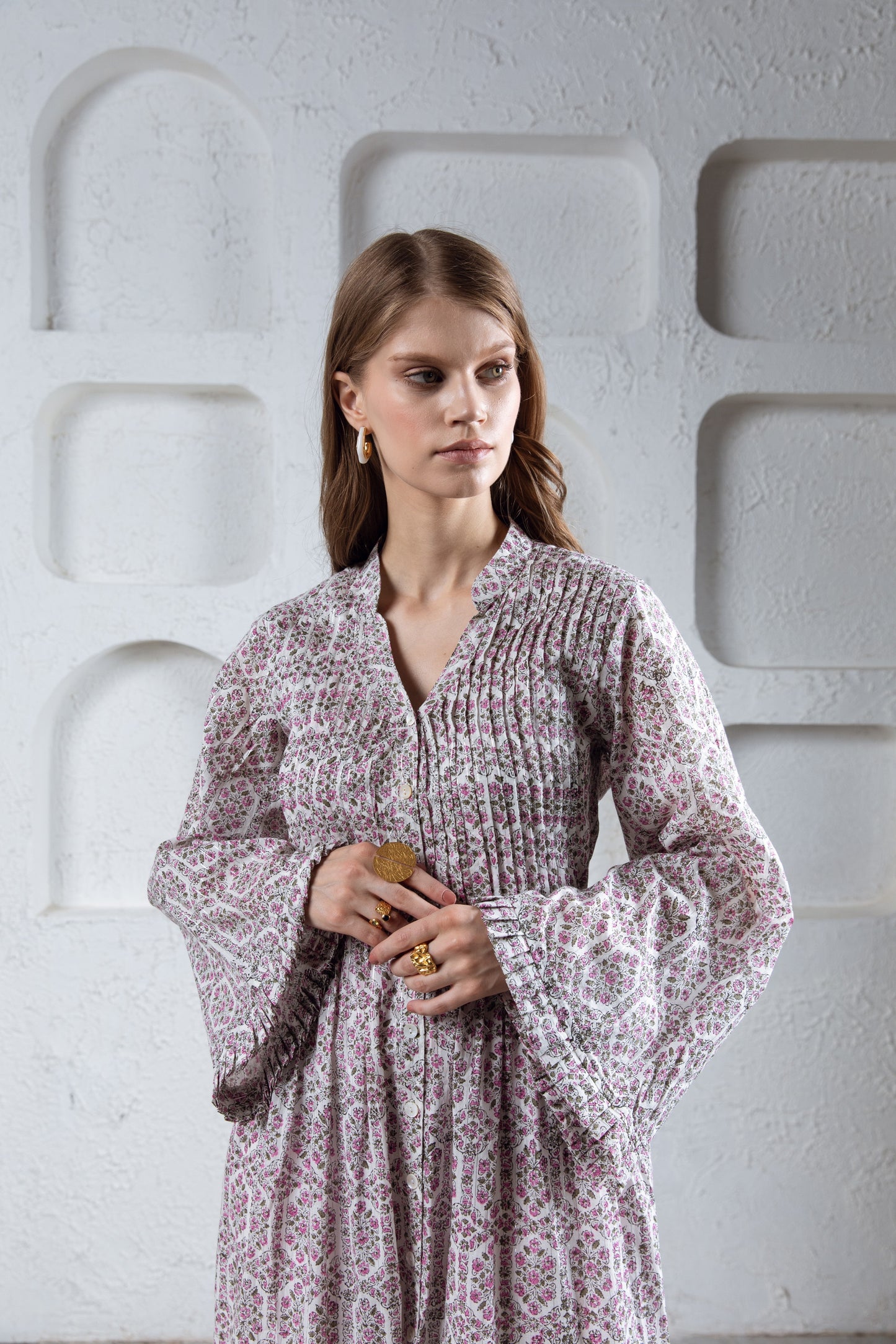 Samar Lurex Pintuck Dress