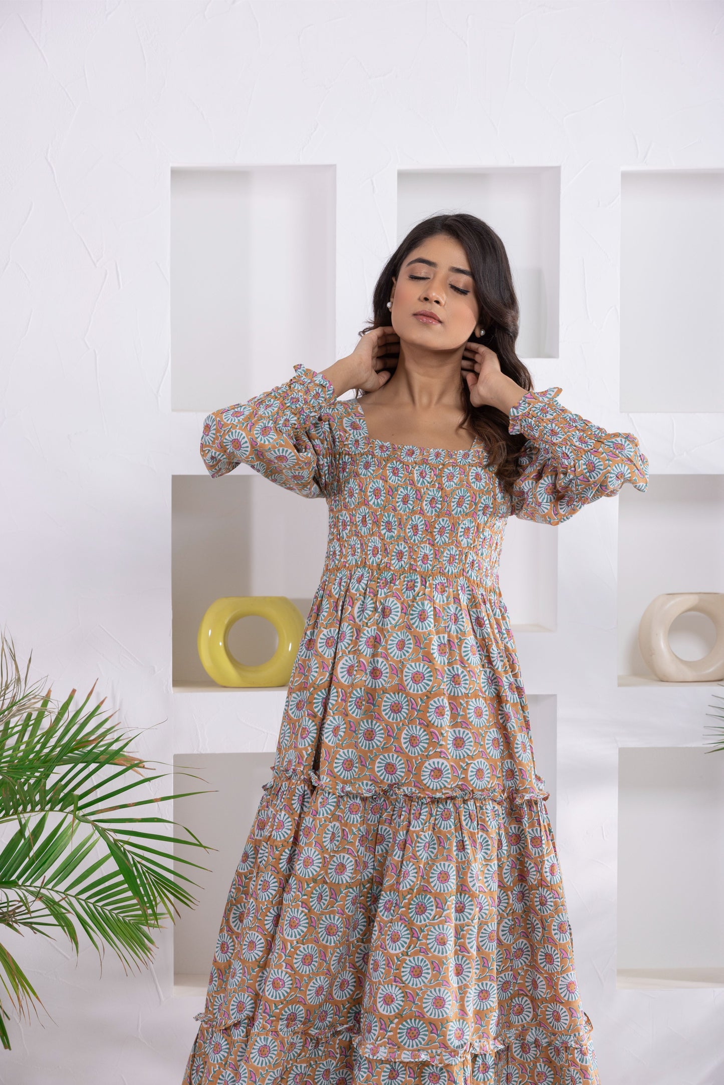 Yam Shirred Tier Dress