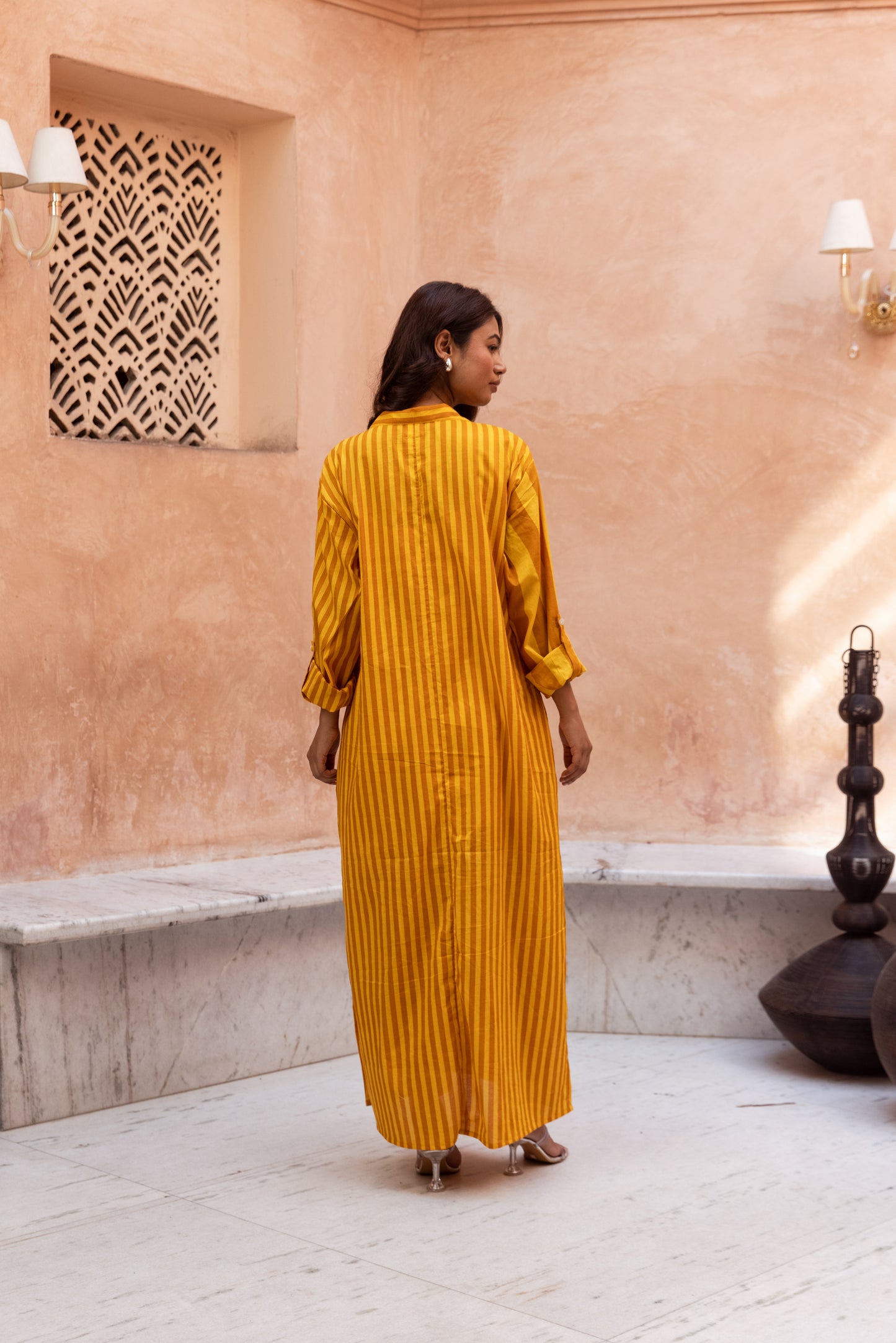 Yellow stripe Shirt Dress