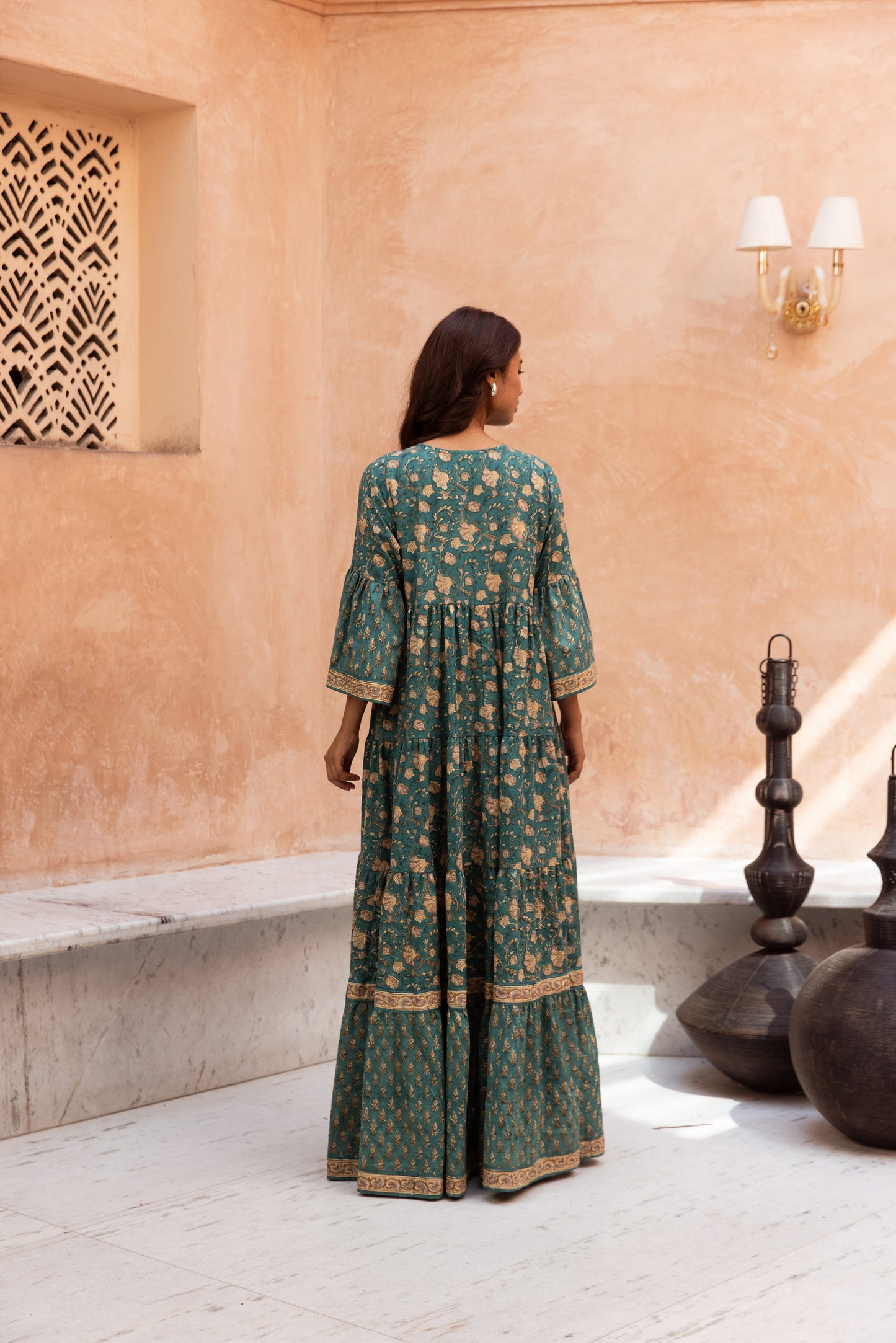 Emerald Tier Ruffle Dress