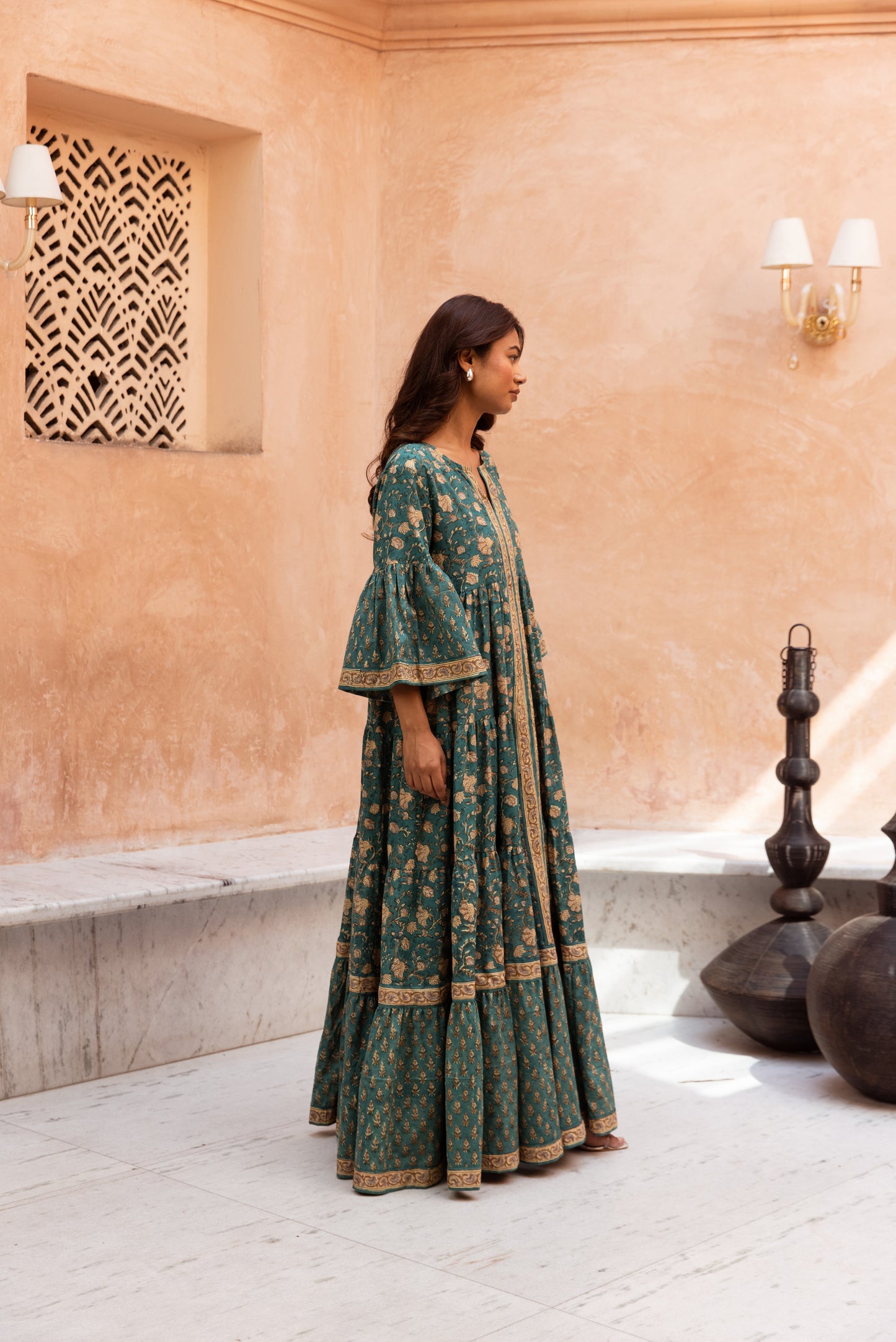 Emerald Tier Ruffle Dress