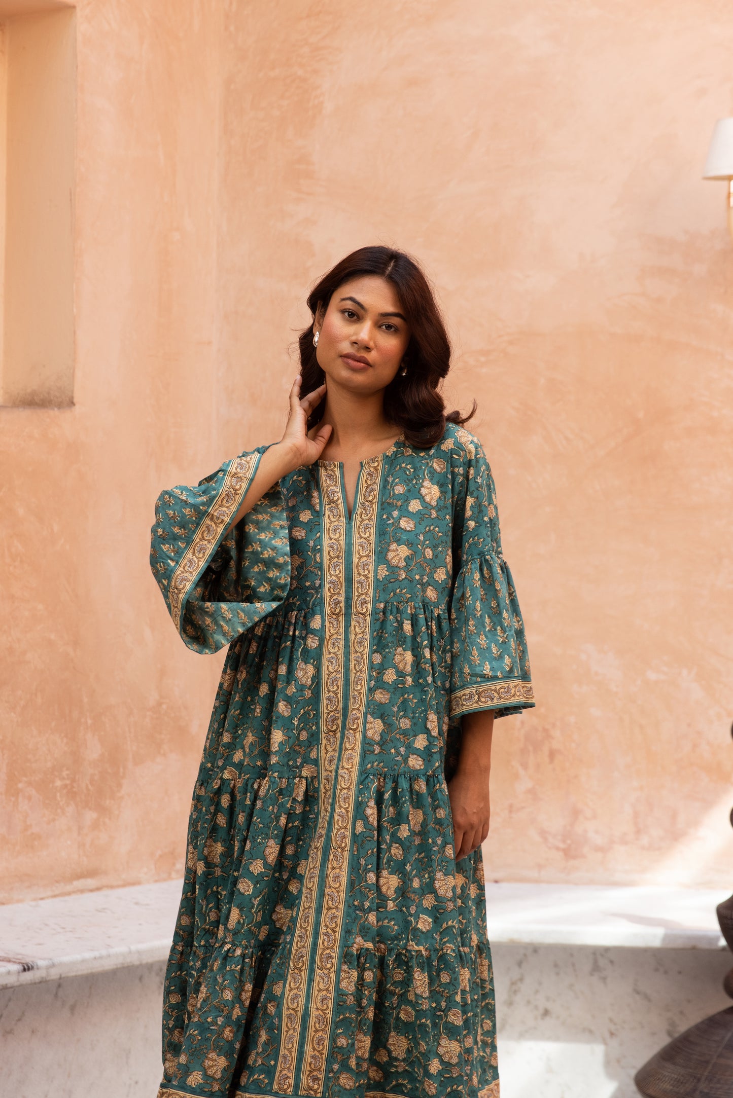 Emerald Tier Ruffle Dress