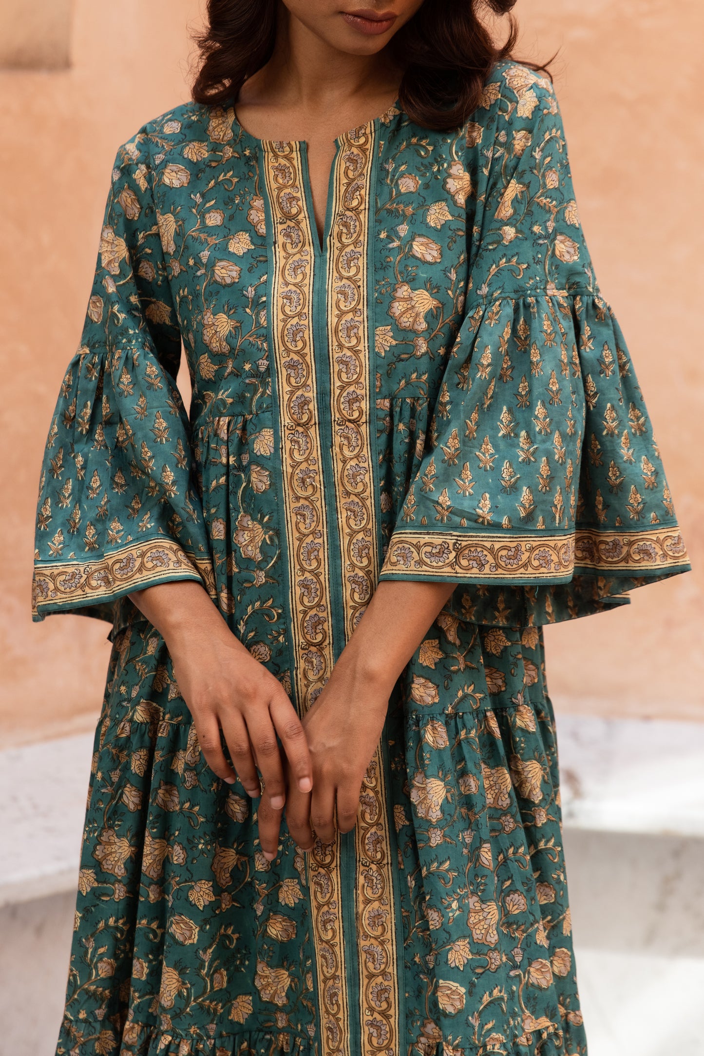 Emerald Tier Ruffle Dress