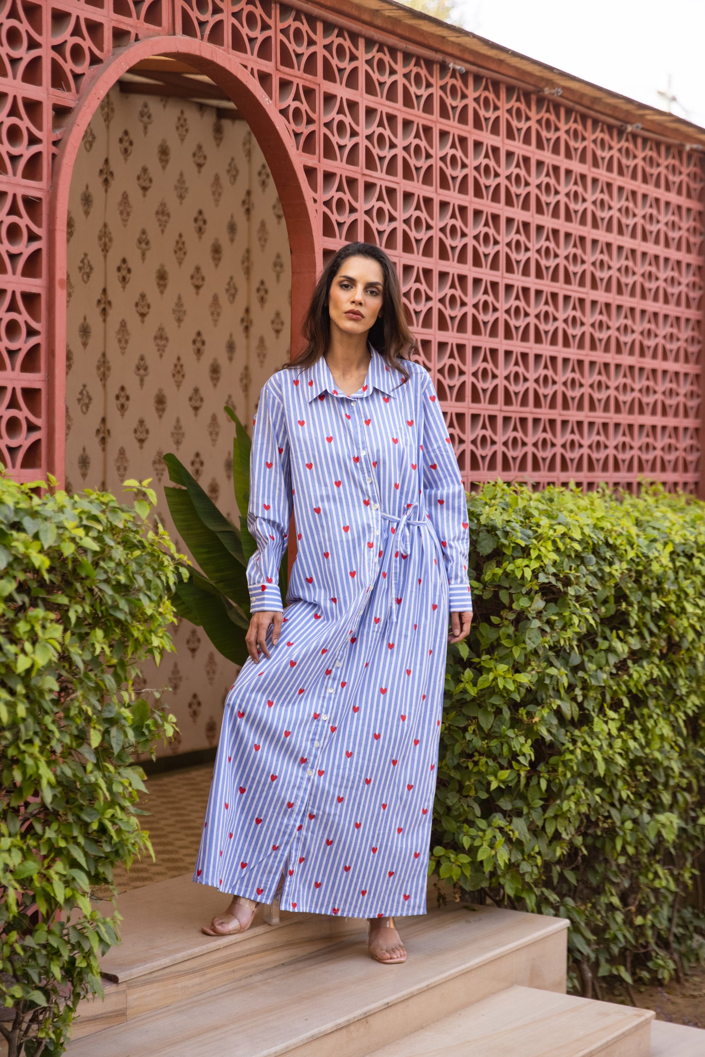Blue Heart Shirt Dress