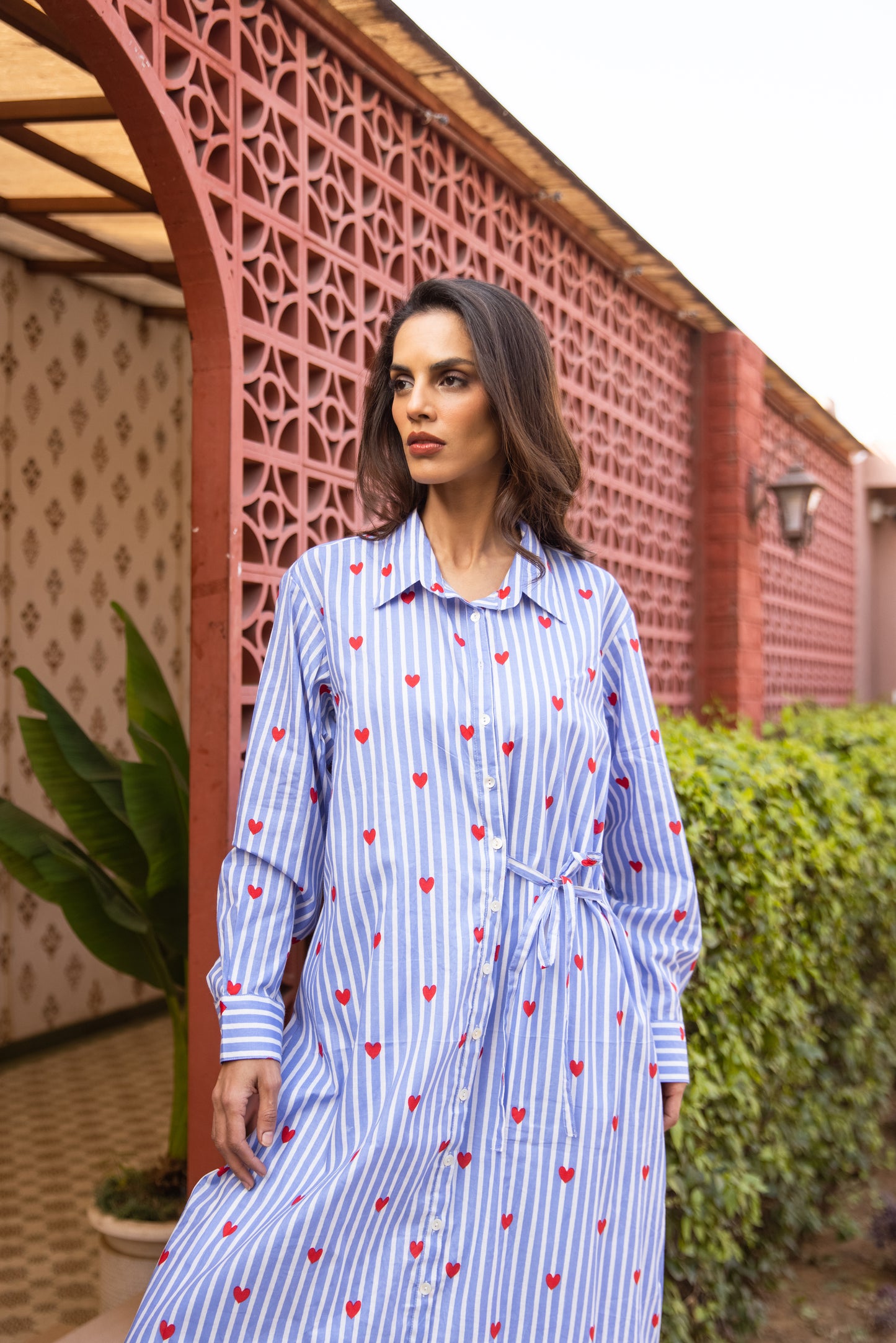 Blue Heart Shirt Dress
