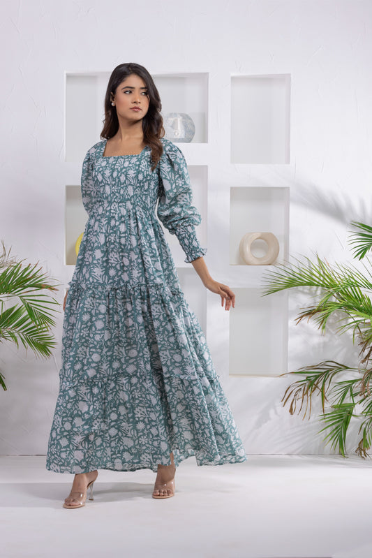 Hessah Shirred Tier Dress